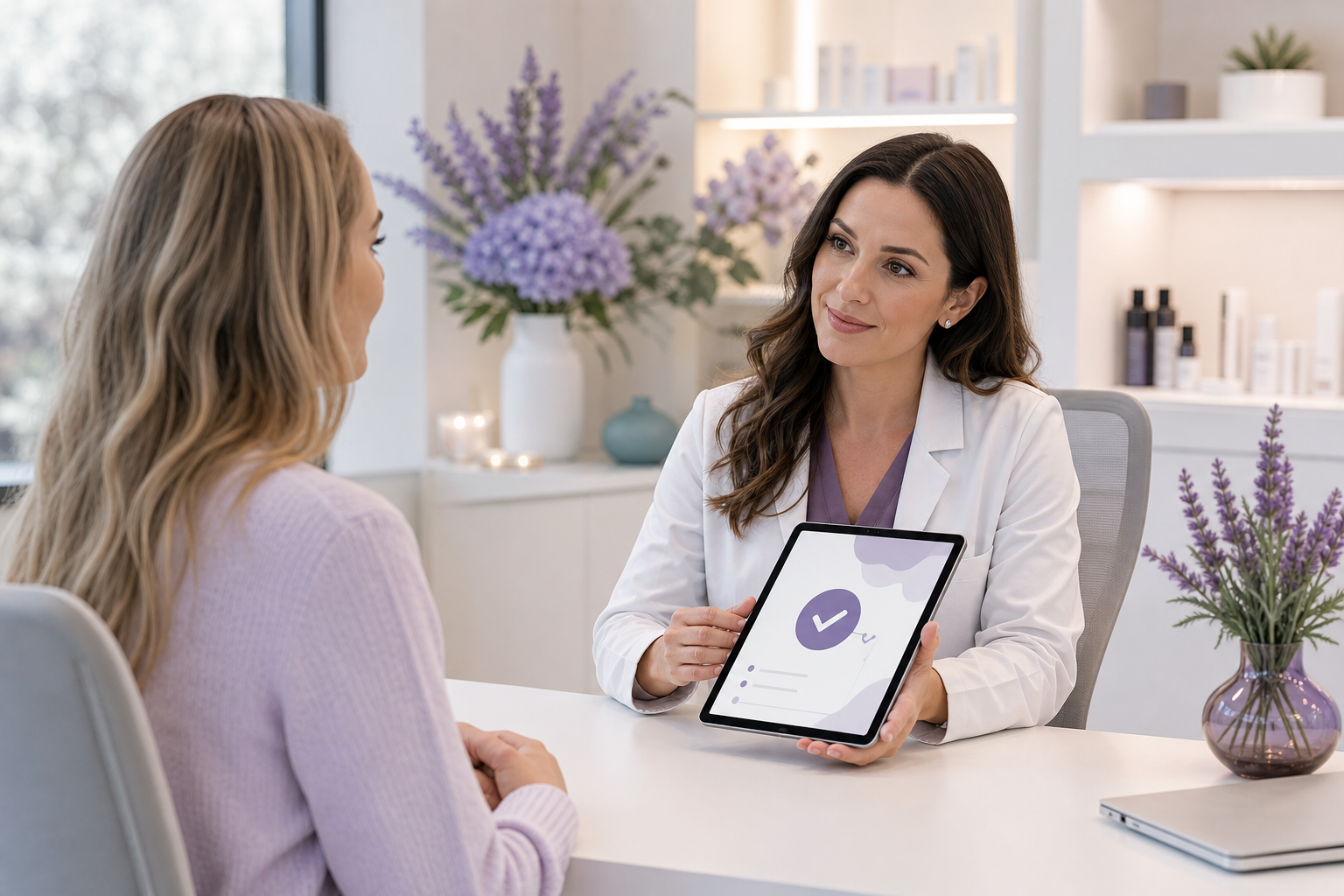 Calm clinic consultation after a patient appointment is booked